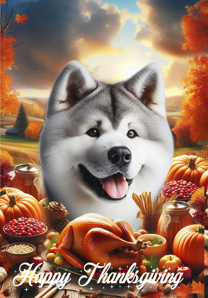 Akita Silver - Best of Breed  Thanksgiving Outdoor House and Garden Flag