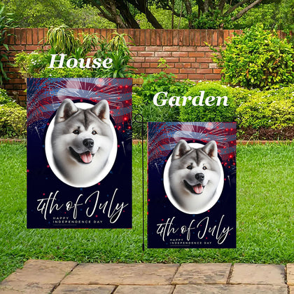 Akita Silver - Best of Breed  Independence Day July 4th Fourth of July   Outdoor House and Garden Flag