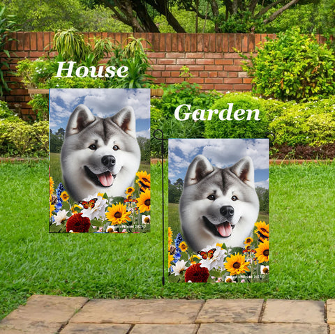 Akita Silver - Best of Breed  Summer Fields Outdoor House and Garden Flag