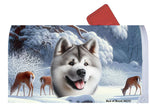 Akita Silver - Best of Breed Winter Wonderland Mailbox Cover Hi-Grade Vinyl 6" x 19"