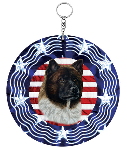 Akita - Best of Breed  Stars and Stripes Aluminum 10" Wind Spinner