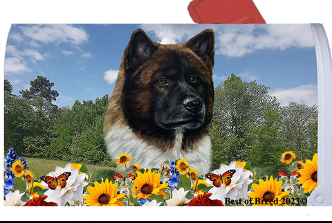 Akita - Best of Breed Summer Flowers Mailbox Cover Hi-Grade Vinyl 6" x 19"