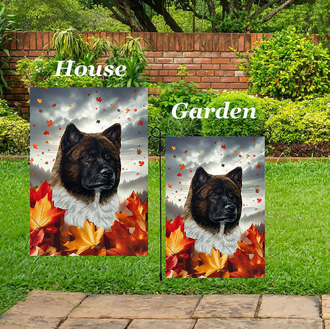 Akita - Best of Breed  Fall Leaves Outdoor House and Garden Flag