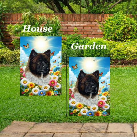 Akita - Best of Breed  Summer Butterflies Outdoor House and Garden Flag