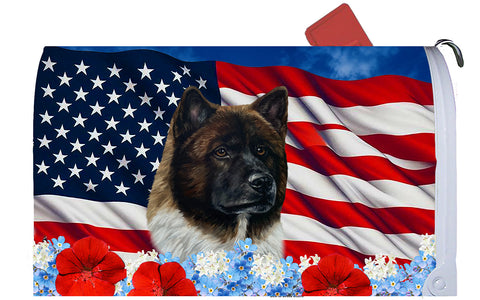 Akita - Best of Breed Patriotic Mailbox Cover Hi-Grade Vinyl 6" x 19"