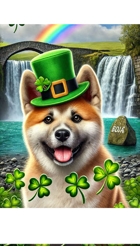 Akita Red -  Best of Breed DCR Saint Patricks Day Day Outdoor House and Garden Flag