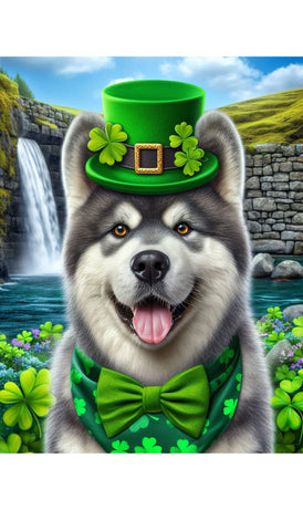 Akita Silver -  Best of Breed DCR Saint Patricks Day Day Outdoor House and Garden Flag