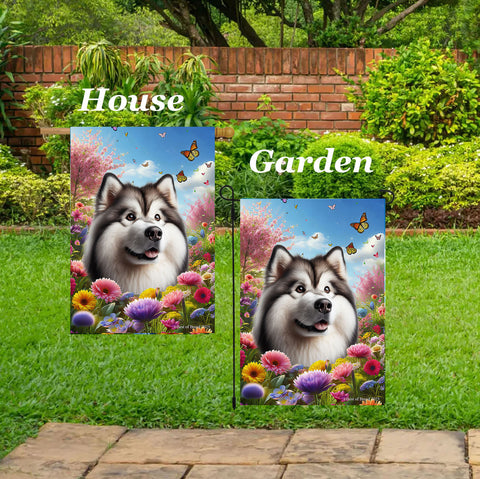 Alaskan Malamute - Best of Breed  Spring Butterflies Outdoor House and Garden Flag