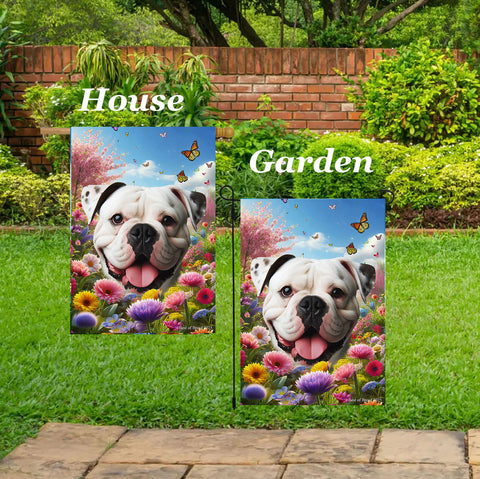 American Bulldog - Best of Breed  Spring Butterflies Outdoor House and Garden Flag