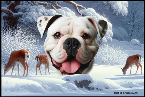 American Bulldog - Best of Breed Winter Wonderland Floor Mat Tufted Loop 18" x 27"