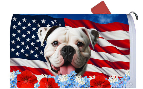 American Bulldog - Best of Breed Patriotic Mailbox Cover Hi-Grade Vinyl 6" x 19"