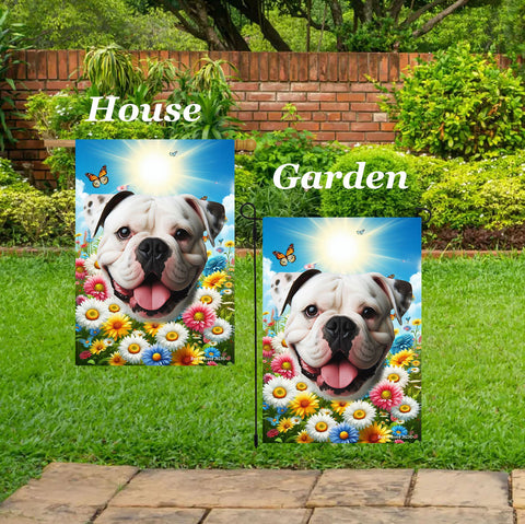 American Bulldog - Best of Breed  Summer Butterflies Outdoor House and Garden Flag