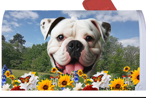 American Bulldog - Best of Breed Summer Flowers Mailbox Cover Hi-Grade Vinyl 6" x 19"