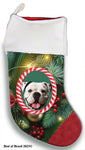 American Bulldog - Best of Breed  Christmas Stocking 13.5"  Red Gaming Cloth with Red Lining ,Plush White Cuff