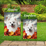 American Eskimo - Best of Breed  Fall Leaves Outdoor House and Garden Flag