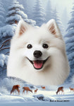 American Eskimo - Best of Breed  Winter Wonderland Outdoor House and Garden Flag