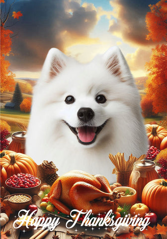 American Eskimo - Best of Breed  Thanksgiving Outdoor House and Garden Flag