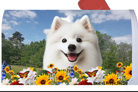 American Eskimo - Best of Breed Summer Flowers Mailbox Cover Hi-Grade Vinyl 6" x 19"