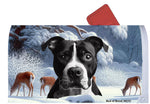 American Pit Bull Black/White - Best of Breed Winter Wonderland Mailbox Cover Hi-Grade Vinyl 6" x 19"