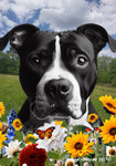 American Pit Bull Black/White - Best of Breed  Summer Fields Outdoor House and Garden Flag