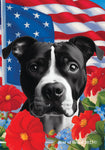 American Pit Bull Black/White - Best of Breed  Patriotic I All-American Outdoor House and Garden Flag