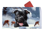 American Pit Bull Black -  Best of Breed Winter Wonderland Mailbox Cover Hi-Grade Vinyl 6" x 19"