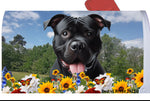 American Pit Bull Black -  Best of Breed Summer Flowers Mailbox Cover Hi-Grade Vinyl 6" x 19"