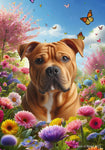 American Pit Bull Orange - Best of Breed  Spring Butterflies Outdoor House and Garden Flag