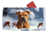 American Pit Bull Orange - Best of Breed Winter Wonderland Mailbox Cover Hi-Grade Vinyl 6" x 19"