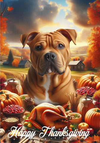 American Pit Bull Orange - Best of Breed  Thanksgiving Outdoor House and Garden Flag