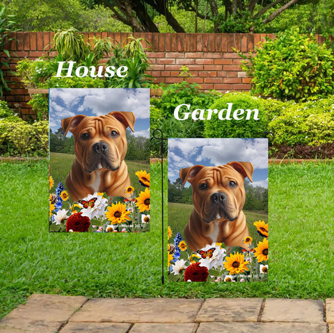 American Pit Bull Orange - Best of Breed  Summer Fields Outdoor House and Garden Flag