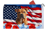 American Pit Bull Orange - Best of Breed Patriotic Mailbox Cover Hi-Grade Vinyl 6" x 19"