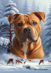 American Pit Bull Orange - Best of Breed  Winter Wonderland Outdoor House and Garden Flag