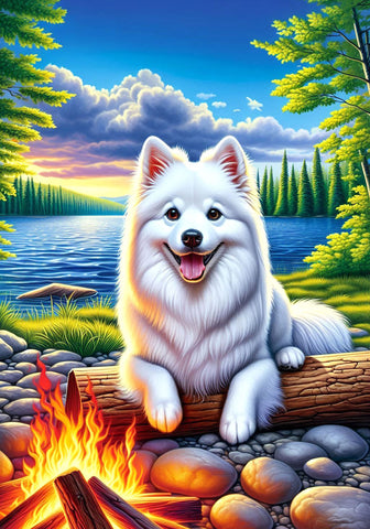 American Eskimo -  Best of Breed DCR Summer Camping   Outdoor House and Garden Flag