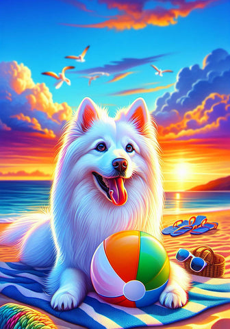 American Eskimo -  Best of Breed DCR Summer Sunset Outdoor House and Garden Flag
