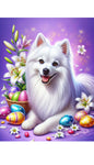 American Eskimo -  Best of Breed DCR Easter Holiday    Outdoor House and Garden Flag