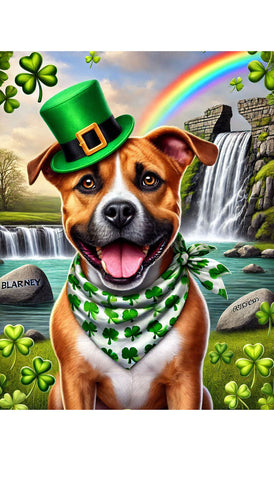 American Staffordshire Fawn -  Best of Breed DCR Saint Patricks Day Day Outdoor House and Garden Flag