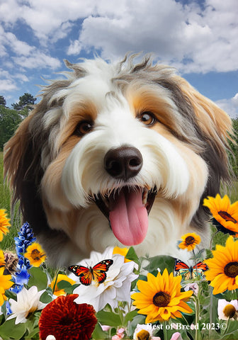 Aussiedoodle - Best of Breed  Summer Fields Outdoor House and Garden Flag