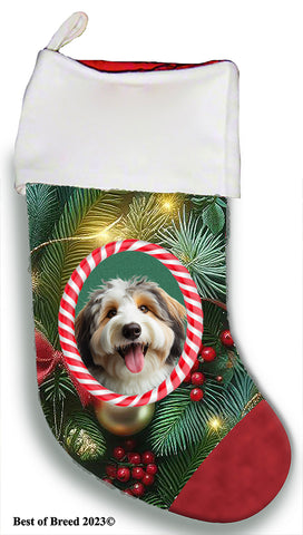 Aussiedoodle - Best of Breed  Christmas Stocking 13.5"  Red Gaming Cloth with Red Lining ,Plush White Cuff