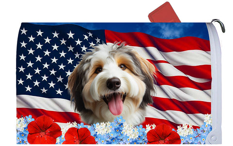 Aussiedoodle - Best of Breed Patriotic Mailbox Cover Hi-Grade Vinyl 6" x 19"