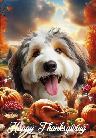 Aussiedoodle - Best of Breed  Thanksgiving Outdoor House and Garden Flag