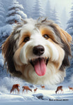 Aussiedoodle - Best of Breed  Winter Wonderland Outdoor House and Garden Flag