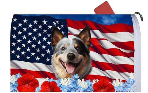 Australian Cattle Dog Blue - Best of Breed Patriotic Mailbox Cover Hi-Grade Vinyl 6" x 19"