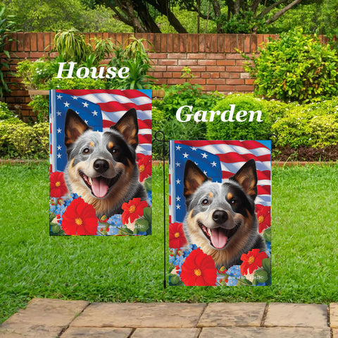 Australian Cattle Dog Blue - Best of Breed  Patriotic I All-American Outdoor House and Garden Flag