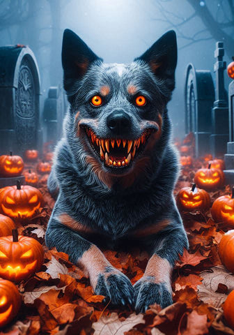 Australian Cattle Dog Blue  - Best of Breed DCR Halloween Outdoor House and Garden Flag