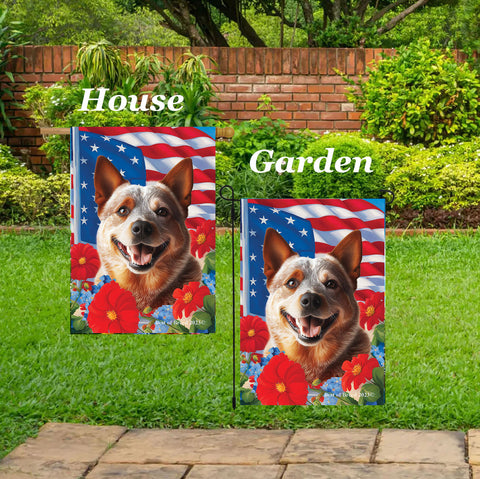 Australian Cattle Dog Red - Best of Breed  Patriotic I All-American Outdoor House and Garden Flag