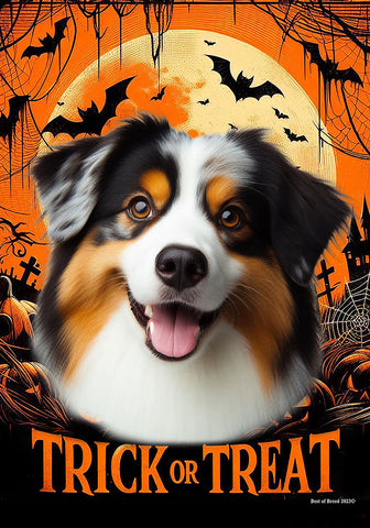 Australian Shepherd Black Tri - Best of Breed  Halloween Outdoor House and Garden Flag