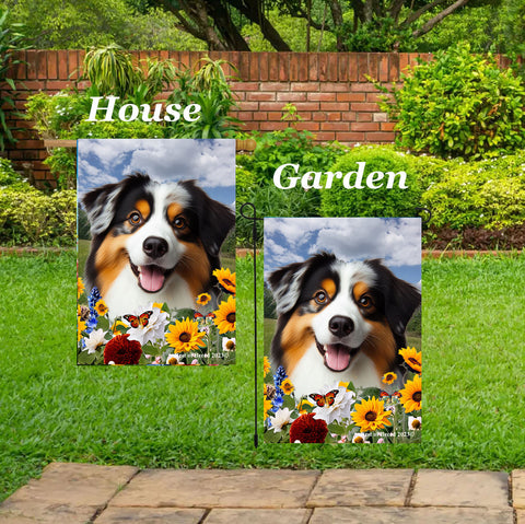 Australian Shepherd Black Tri - Best of Breed  Summer Fields Outdoor House and Garden Flag