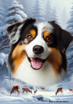 Australian Shepherd Black Tri - Best of Breed  Winter Wonderland Outdoor House and Garden Flag