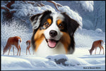 Australian Shepherd Black Tri - Best of Breed Winter Wonderland Floor Mat Tufted Loop 18" x 27"